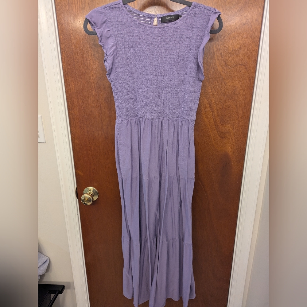 Lavender Flutter Sleeve With pockets Maxi Dress